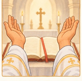 Illustration de l'étape 6 de la messe : La prière d'ouverture