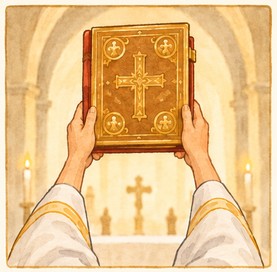 Illustration de l'étape 11 de la messe : L'Évangile : Jésus parle