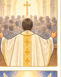 Illustration de l'étape 17 de la messe : « Priez, frères et sœurs »