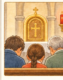 Illustration de l'étape 28 de la messe : Le silence