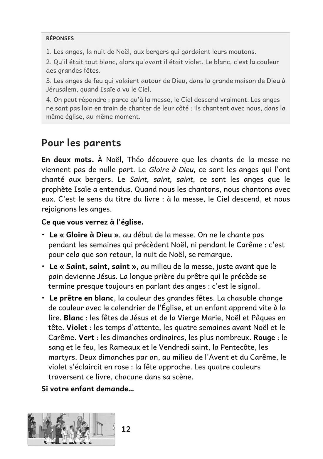 Page 12 : les réponses aux questions des enfants